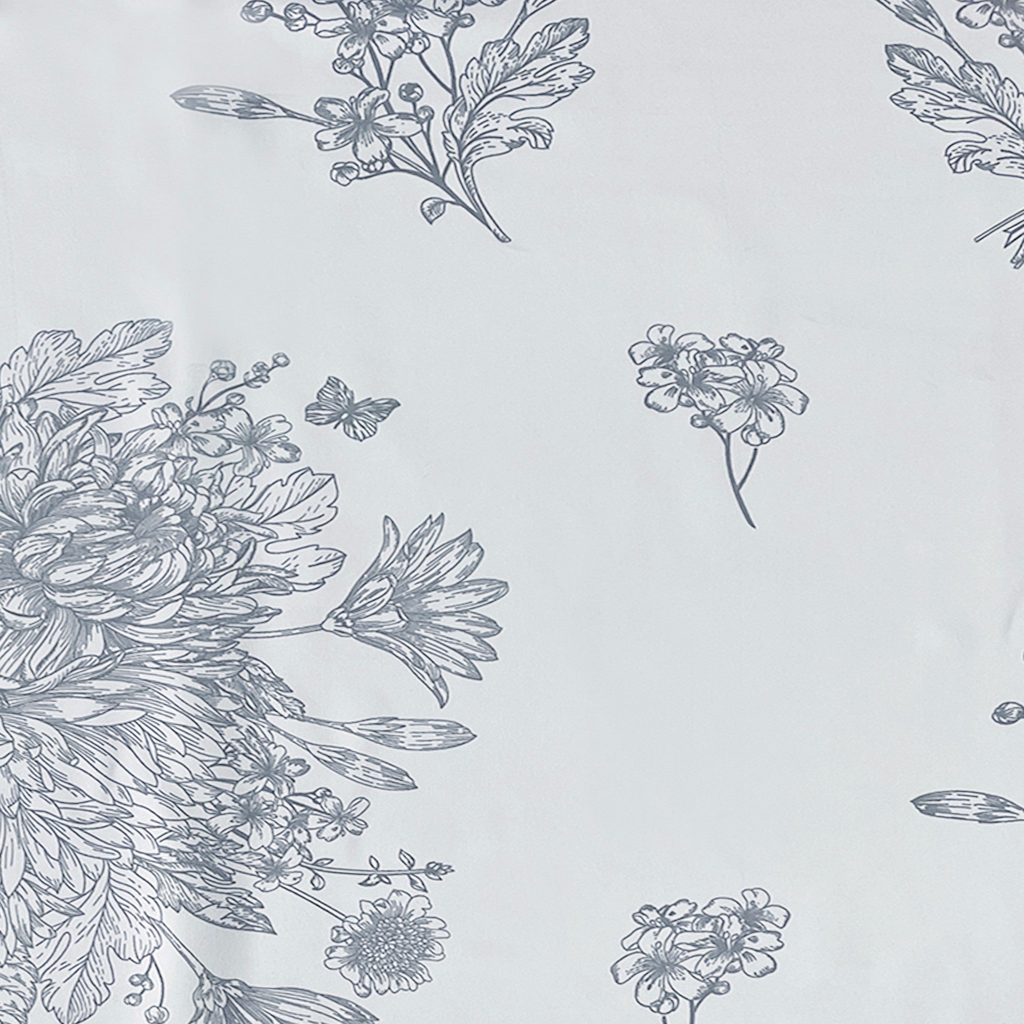 Elegant Cotton Botanical Sketch Grey Long Door Curtain