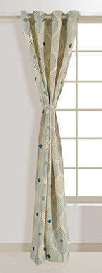 Premium Geometric Teal Printed Long Door Curtain