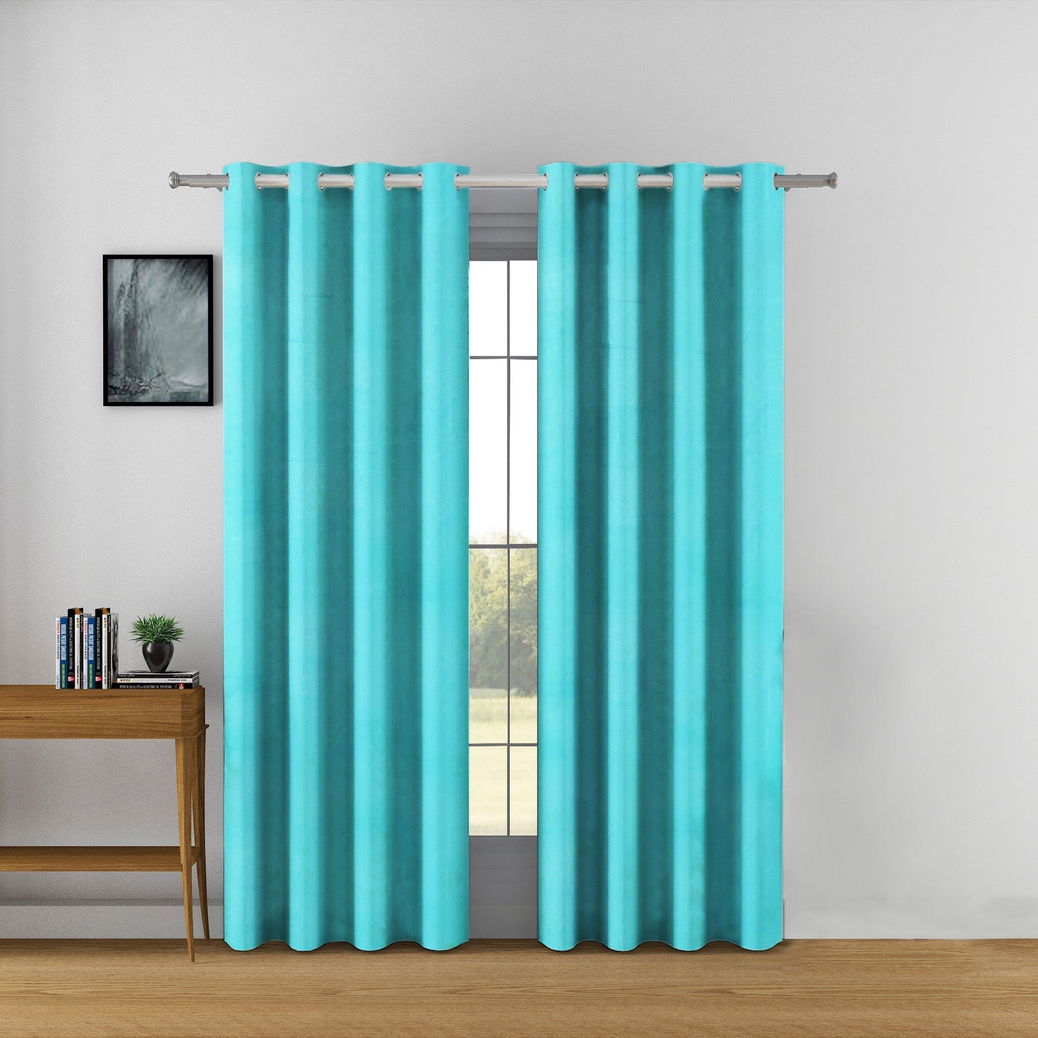 Premium Blackout Solid Teal Long Door Curtains – Set of 2