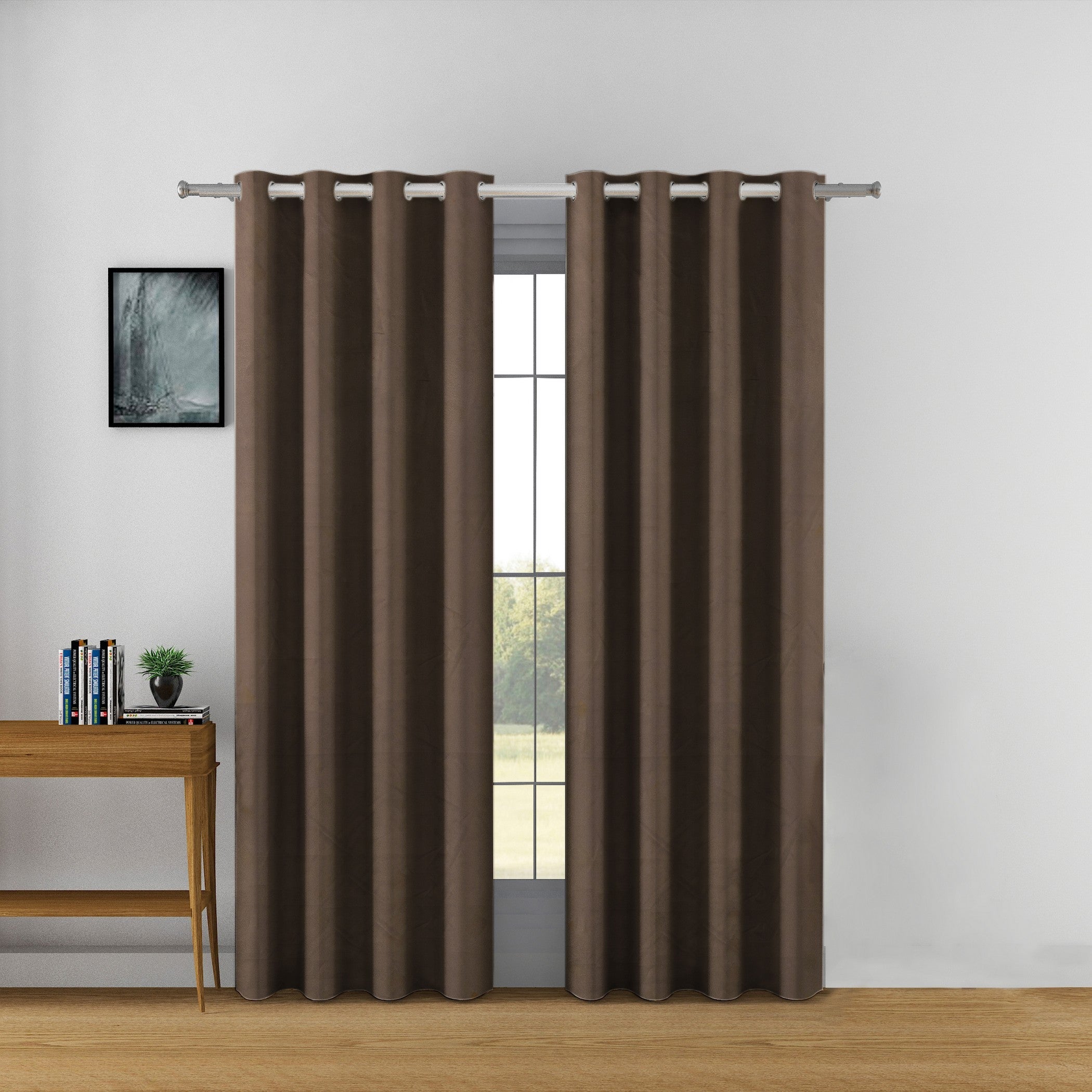 Premium Blackout Solid Chocolate Brown Long Door Curtains – Set of 2