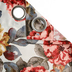 Crimson Bloom Floral Curtains – Red, Mustard & Grey, Set of 2