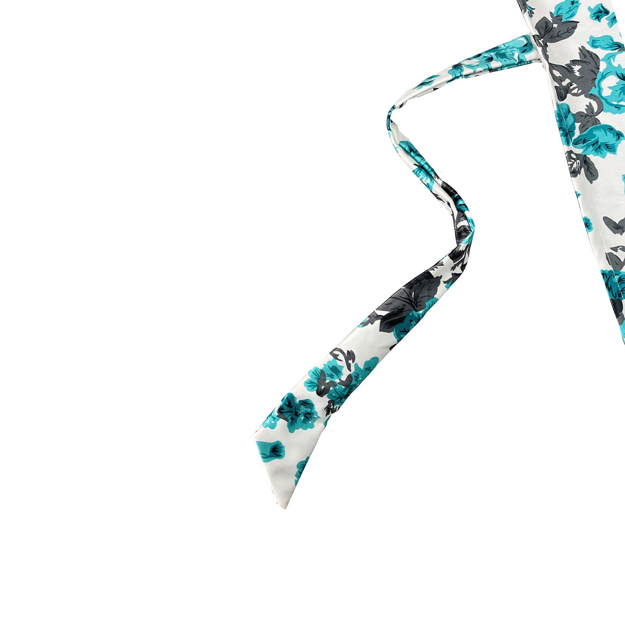 Turquoise Bloom Curtains – Aqua Blue & Charcoal Floral Print, Set of 2