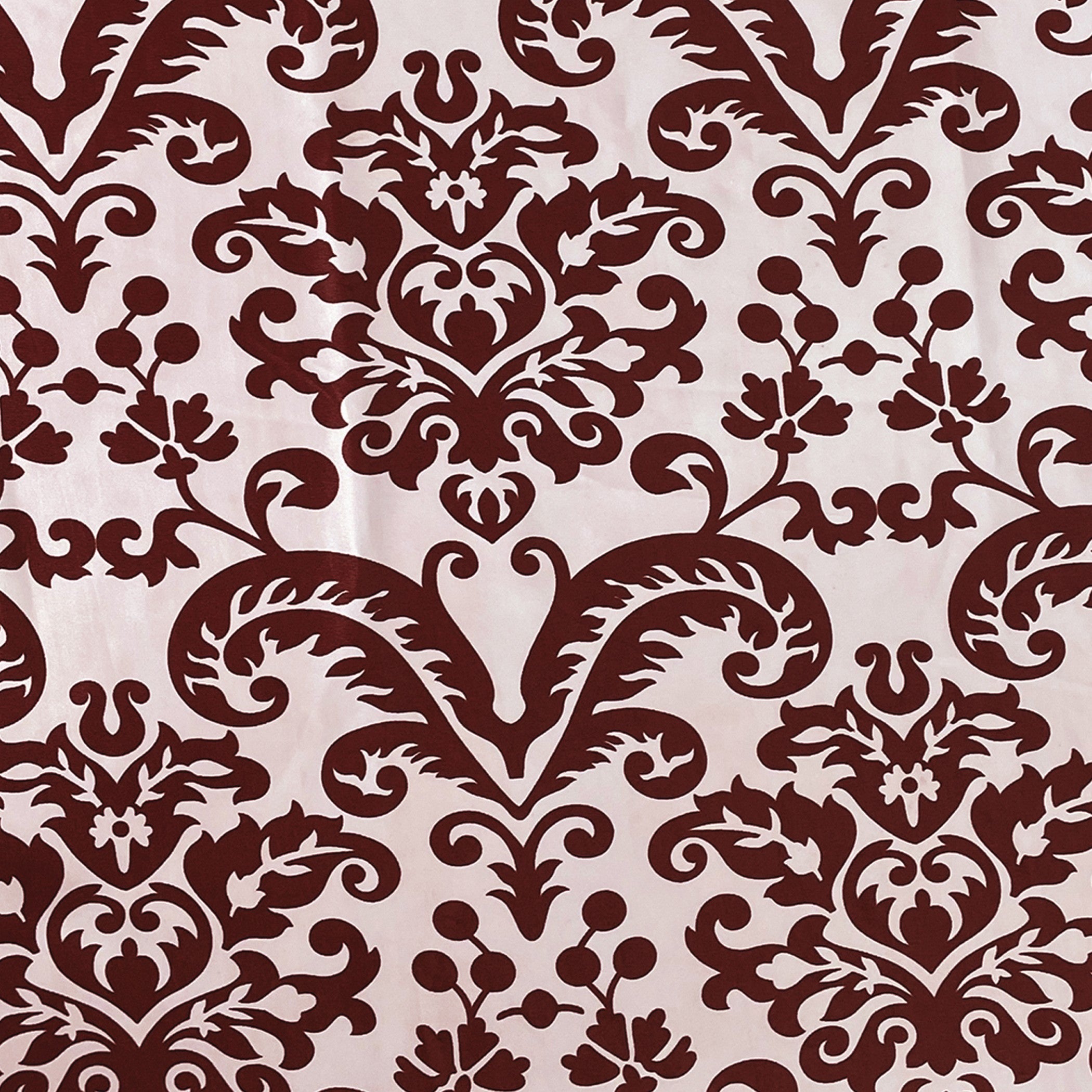 Classic Damask Long Door Curtains – Brown & White, Set of 2