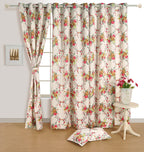 English Rose Floral Cotton Long Door Curtain for Bright and Elegant Spaces