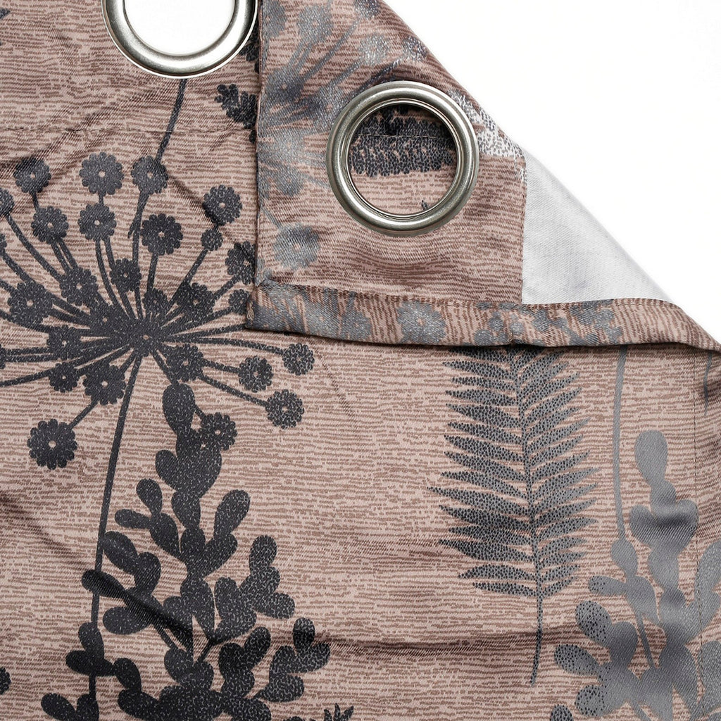 Premium Jacquard Botanical Fern Brown Long Door Curtains – Set of 2