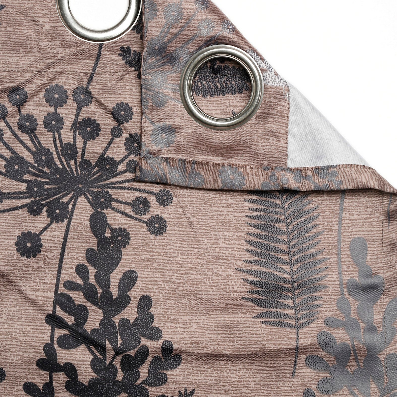 Premium Jacquard Botanical Fern Brown Long Door Curtains – Set of 2
