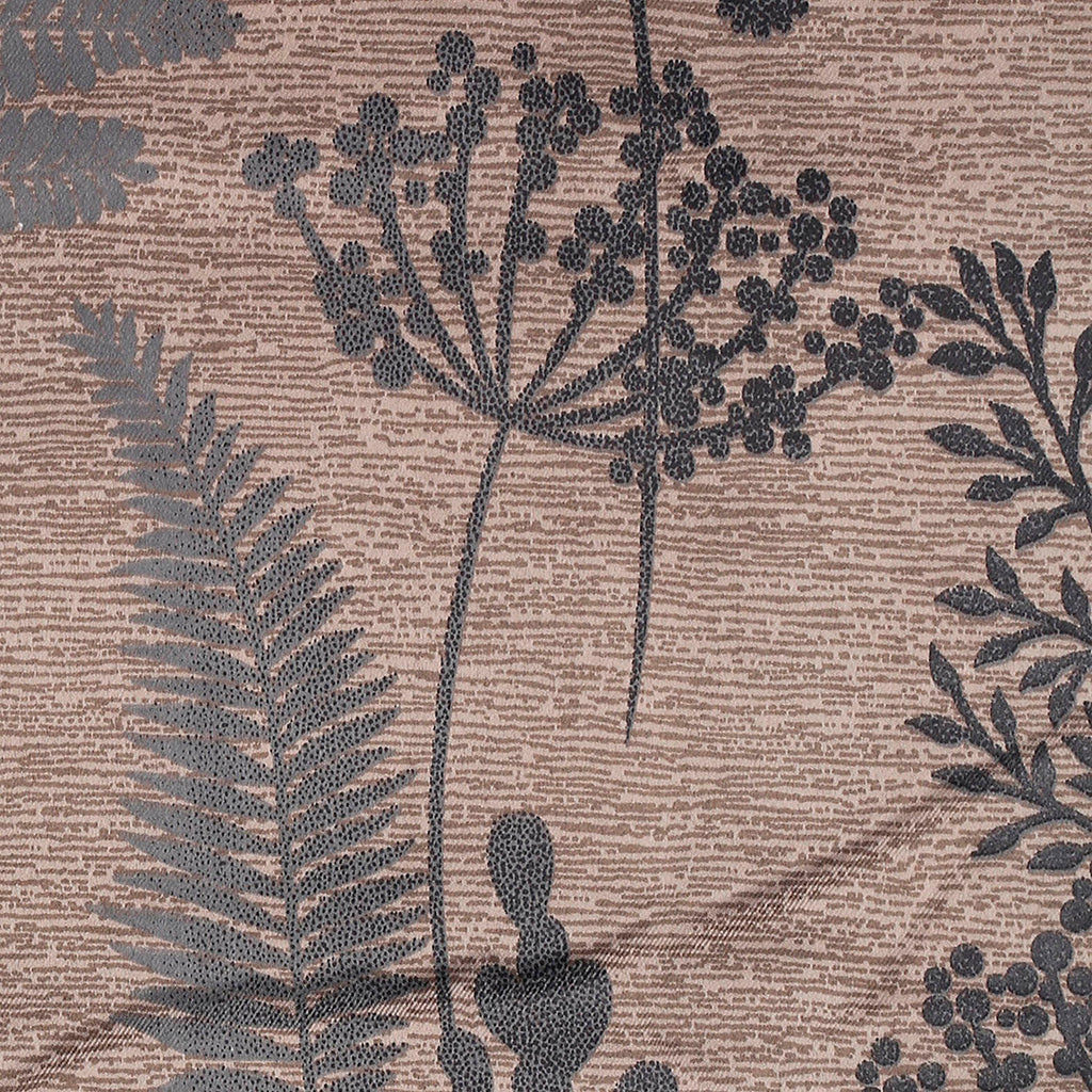 Premium Jacquard Botanical Fern Brown Long Door Curtains – Set of 2