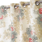 Premium Floral Beige Jacquard Long Door Curtains – Set of 2