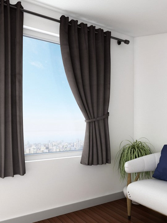 Premium Blackout Solid Chocolate Brown Window Curtains