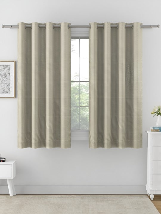 Solid Beige Window Curtain – 5 ft | Eyelet Style | Soft Neutral Elegance