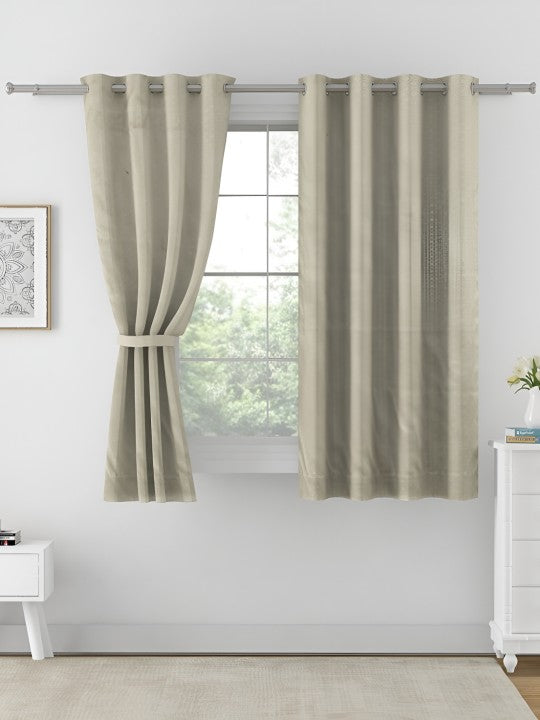 Solid Beige Window Curtain – 5 ft | Eyelet Style | Soft Neutral Elegance