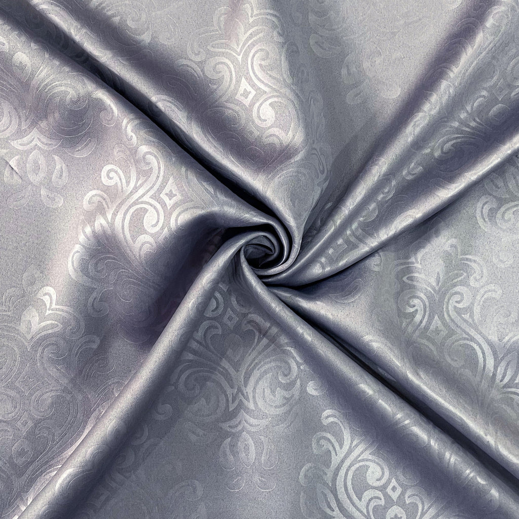 Jacquard Damask Charcoal Grey Window Curtains