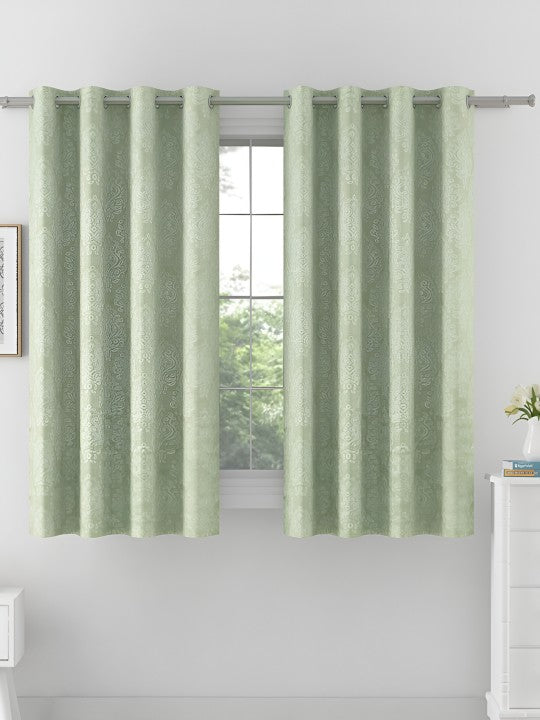 Jacquard Damask Mint Green Window Curtains