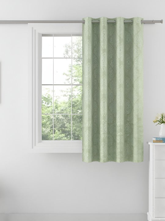 Jacquard Damask Mint Green Window Curtains