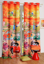 Kids Cartoon Vehicle Print Window Curtain – 5 ft | Eyelet Style | Fun & Playful Design