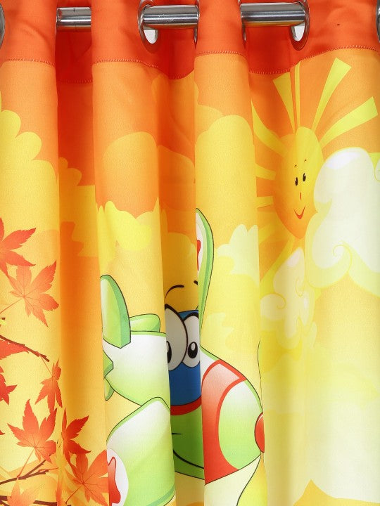 Kids Cartoon Vehicle Print Window Curtain – 5 ft | Eyelet Style | Fun & Playful Design