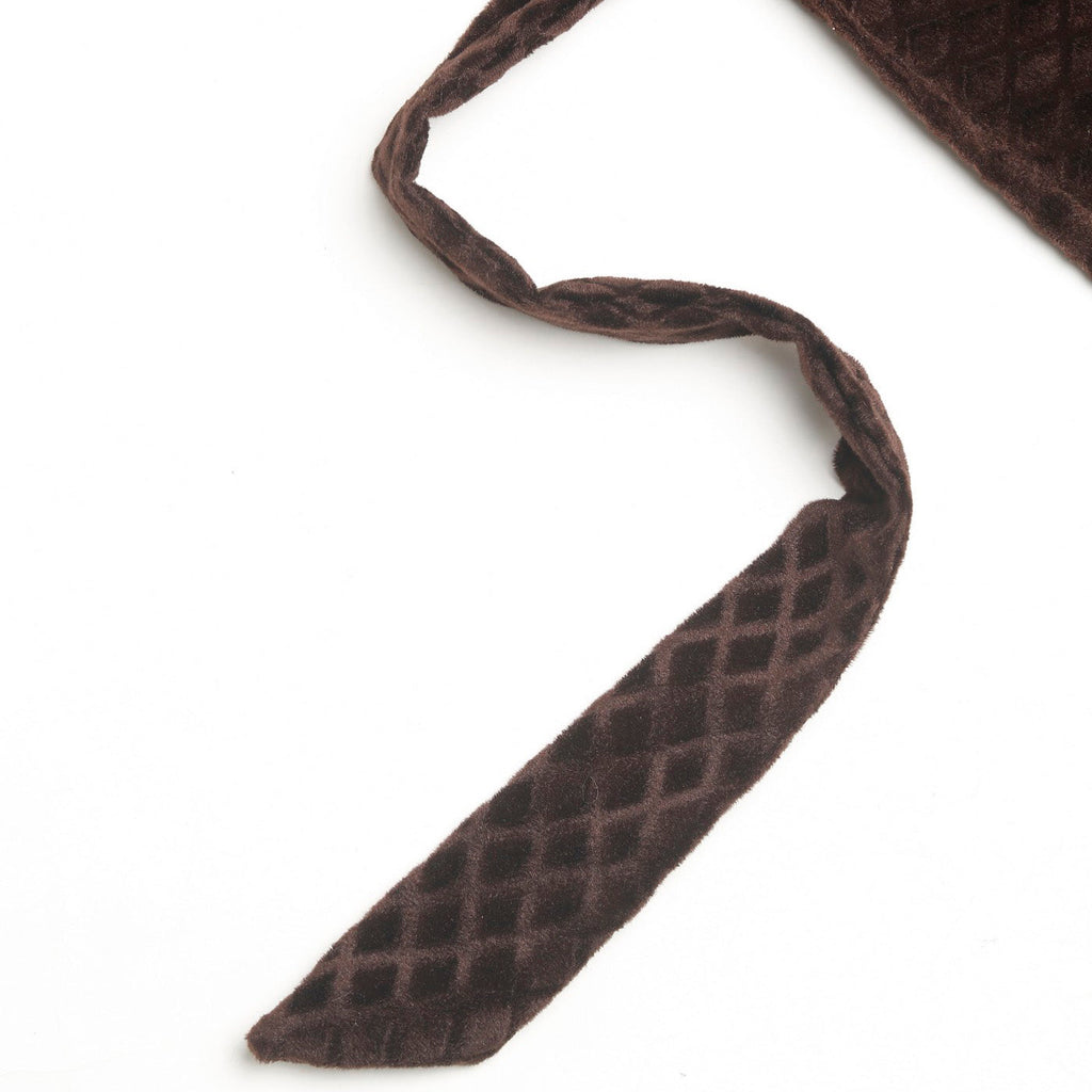 Velvet Geometric Chocolate Brown Window Curtains