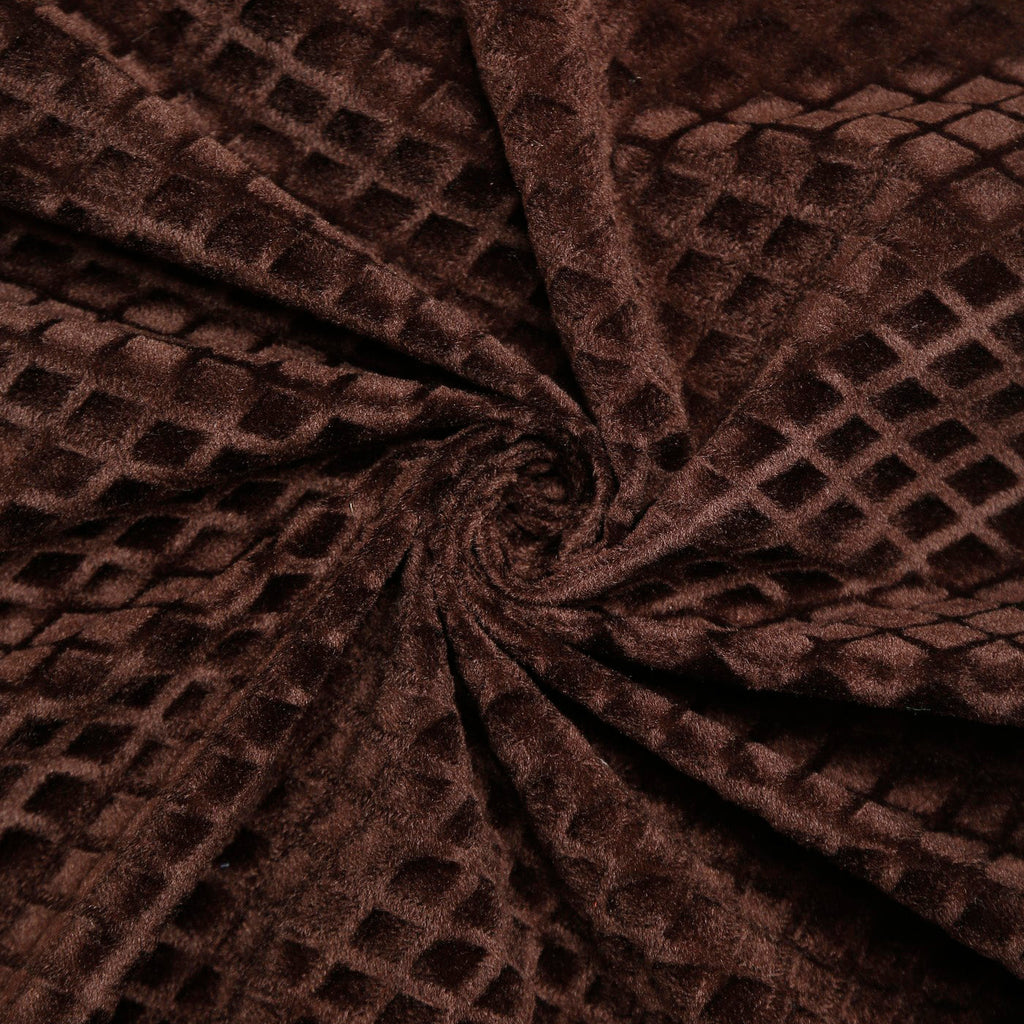 Velvet Geometric Chocolate Brown Window Curtains