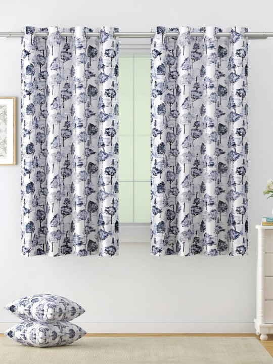 Nature-Inspired Grey Tree Print Window Curtains