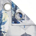 Grey & Blue Leaf Motif Window Curtain – 5 ft | Eyelet Style | Contemporary Botanical Design