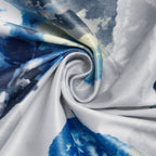 Grey & Blue Leaf Motif Window Curtain – 5 ft | Eyelet Style | Contemporary Botanical Design