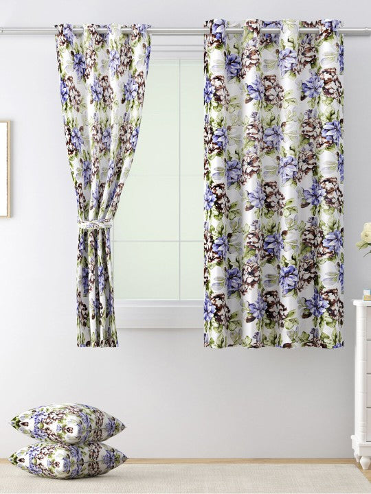 Botanical Bloom Floral Curtains – Lilac & Olive Green