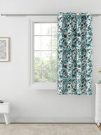 Turquoise Bloom Curtains – Aqua Blue & Charcoal Floral Print