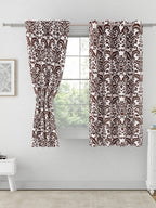 Classic Damask Window Curtains – Brown & White2