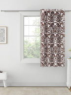 Classic Damask Window Curtains – Brown & White2