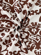 Classic Damask Window Curtains – Brown & White2