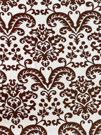 Classic Damask Window Curtains – Brown & White2