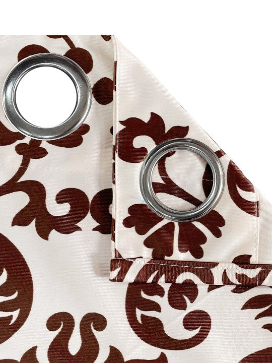 Classic Damask Window Curtains – Brown & White2