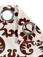 Classic Damask Window Curtains – Brown & White2