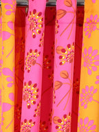 Green Blue Geometric Ikat Print Window Curtain – 5 ft | Eyelet Style | Contemporary Ethnic Design