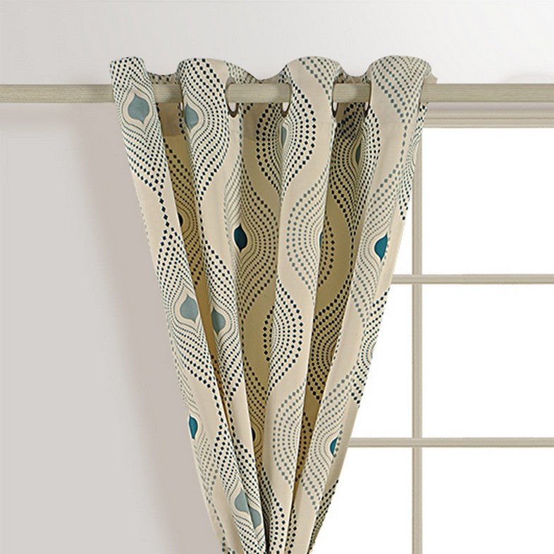 Premium Geometric Teal Printed Window Curtain