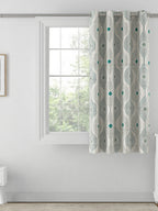 Premium Geometric Teal Printed Window Curtain