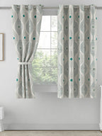 Premium Geometric Teal Printed Window Curtain