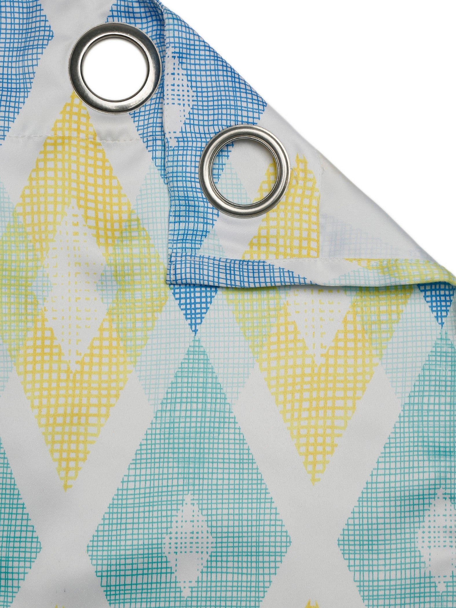 Premium Geometric Blue and Yellow Printed Window Curtain