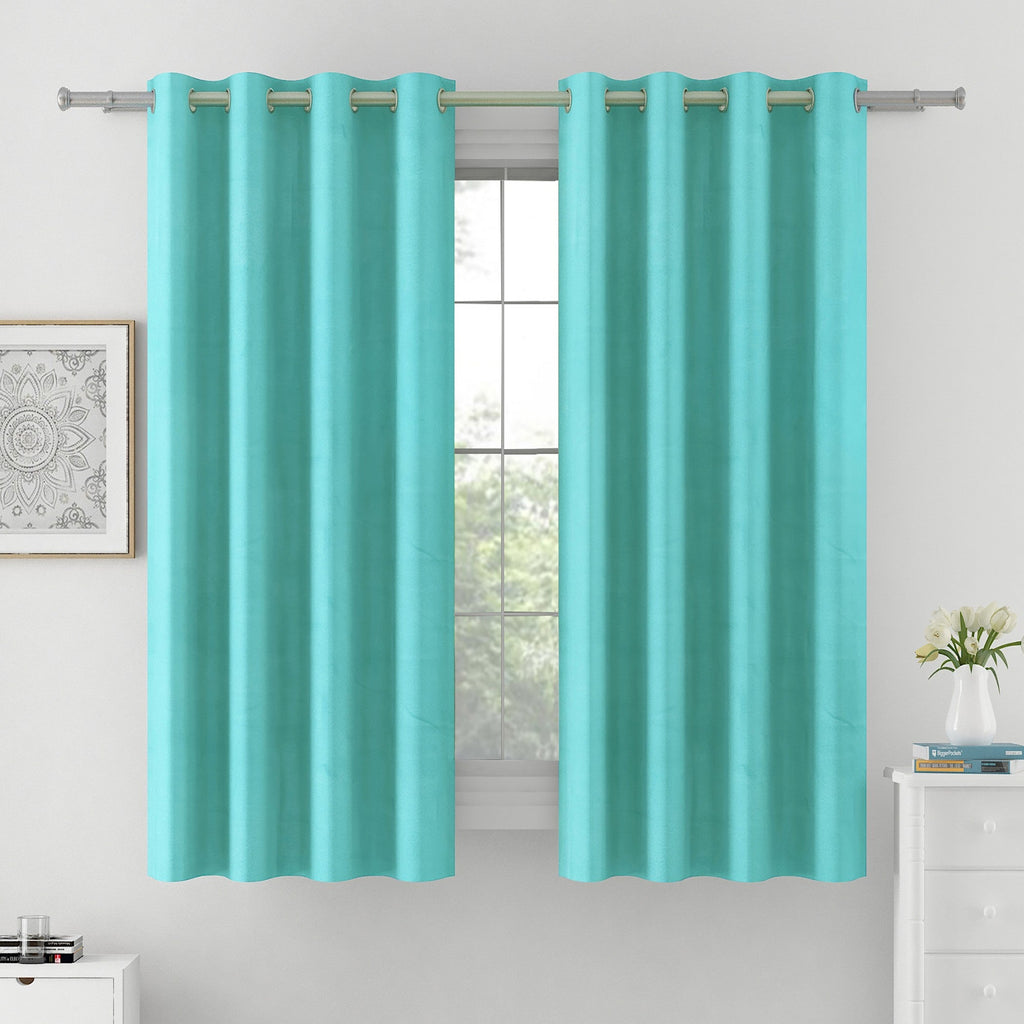 Premium Blackout Solid Teal Window Curtains – Set of 2