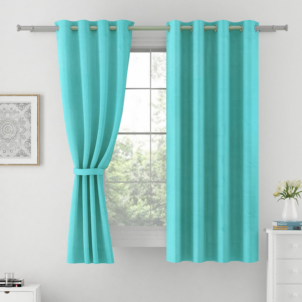Premium Blackout Solid Teal Window Curtains – Set of 2
