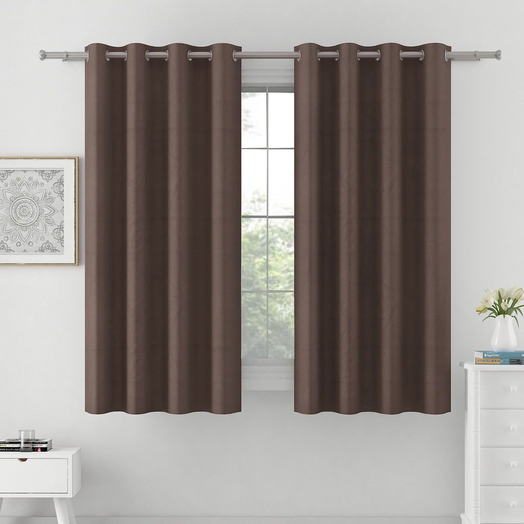 Premium Blackout Solid Chocolate Brown Window Curtains – Set of 2