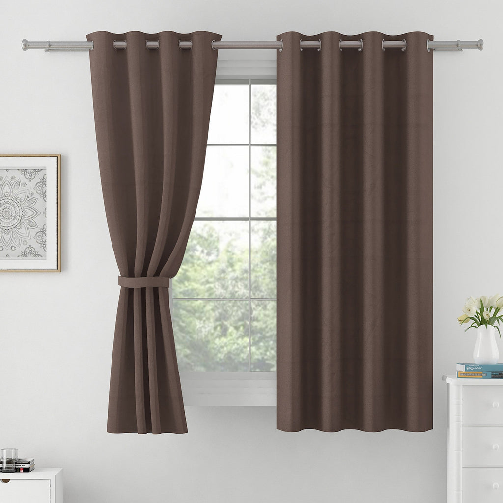 Premium Blackout Solid Chocolate Brown Window Curtains – Set of 2