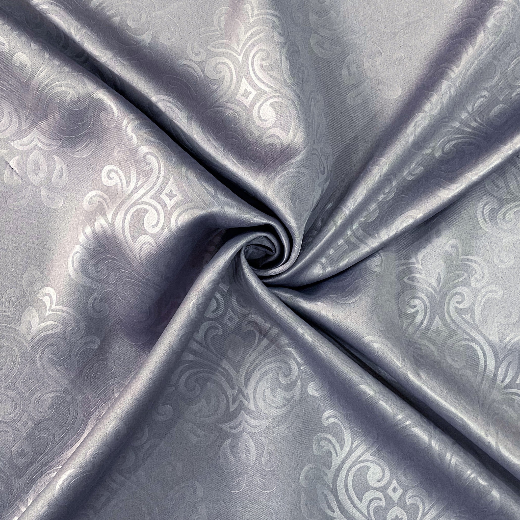 Jacquard Damask Charcoal Grey Window Curtains – Set of 2