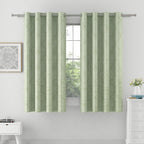 Jacquard Damask Mint Green Window Curtains – Set of 2