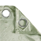 Jacquard Damask Mint Green Window Curtains – Set of 2