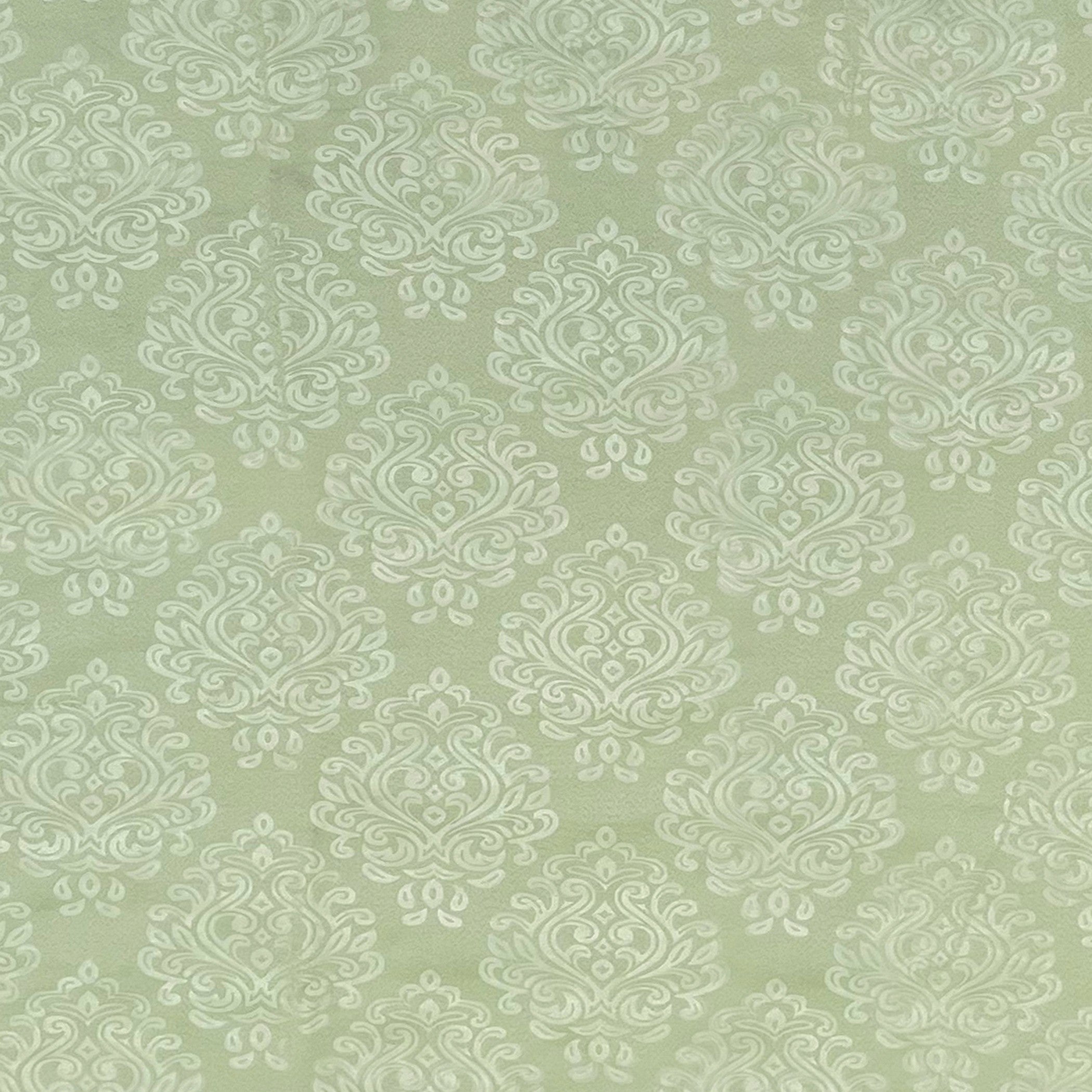 Jacquard Damask Mint Green Window Curtains – Set of 2