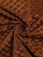 Velvet Geometric Brown Window Curtains – Set of 2