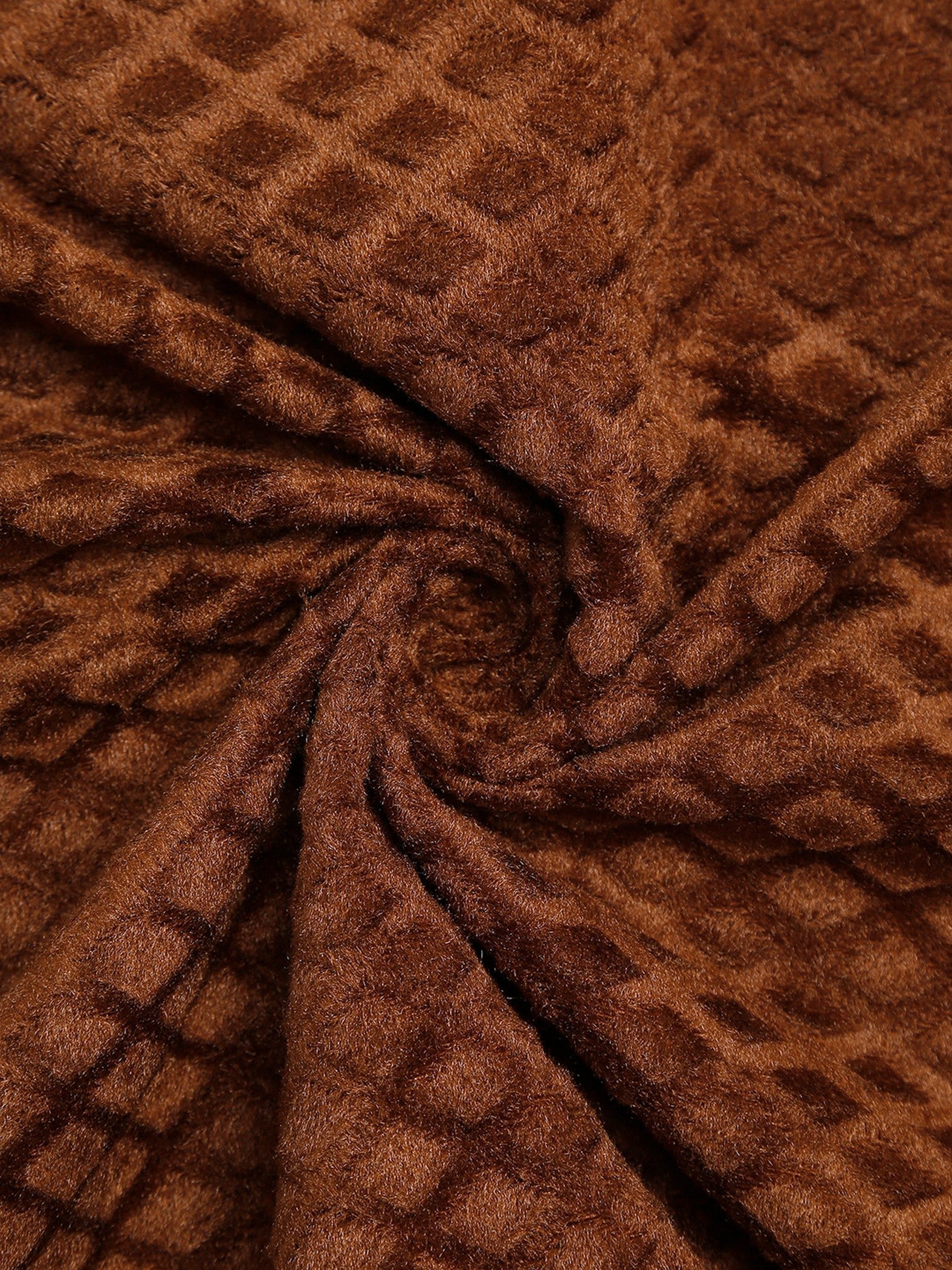 Velvet Geometric Brown Window Curtains – Set of 2