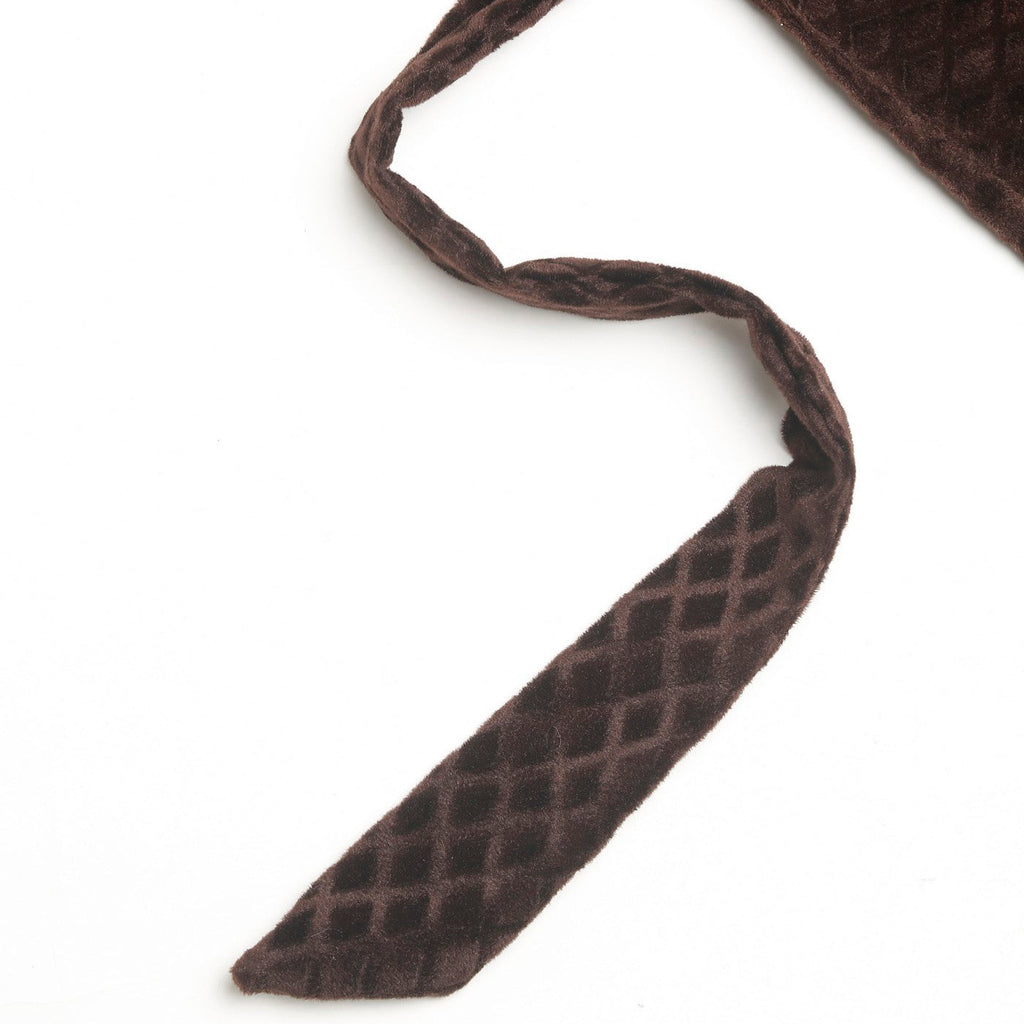 Velvet Geometric Chocolate Brown Window Curtains – Set of 2