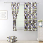 Botanical Bloom Floral Curtains – Lilac & Olive Green, Set of 2
